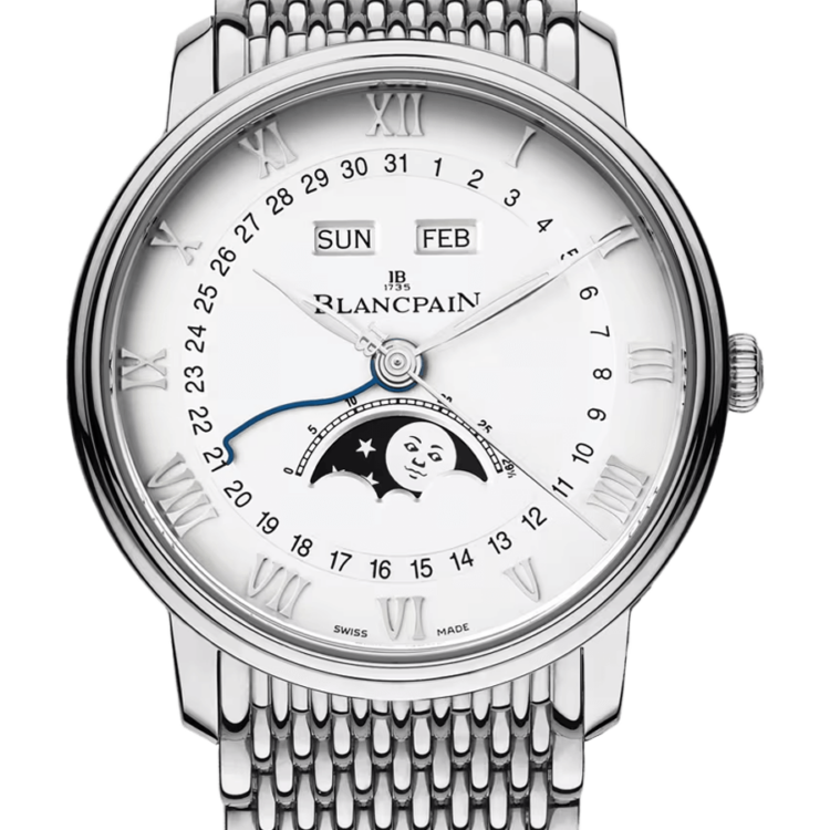 Blancpain Villeret Quantieme Complet Steel Mille Mailles Men's Watch - 6654 1127 MMB