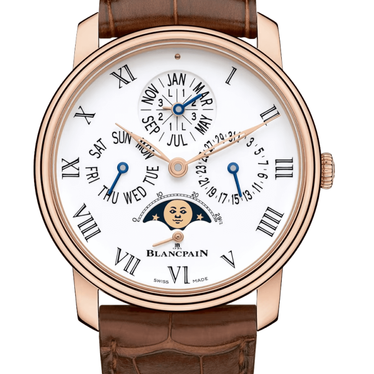 Blancpain Villeret Quantieme Perpetuel 8 Jours Red Gold Alligator Men's Watch - 6659 3631 55B