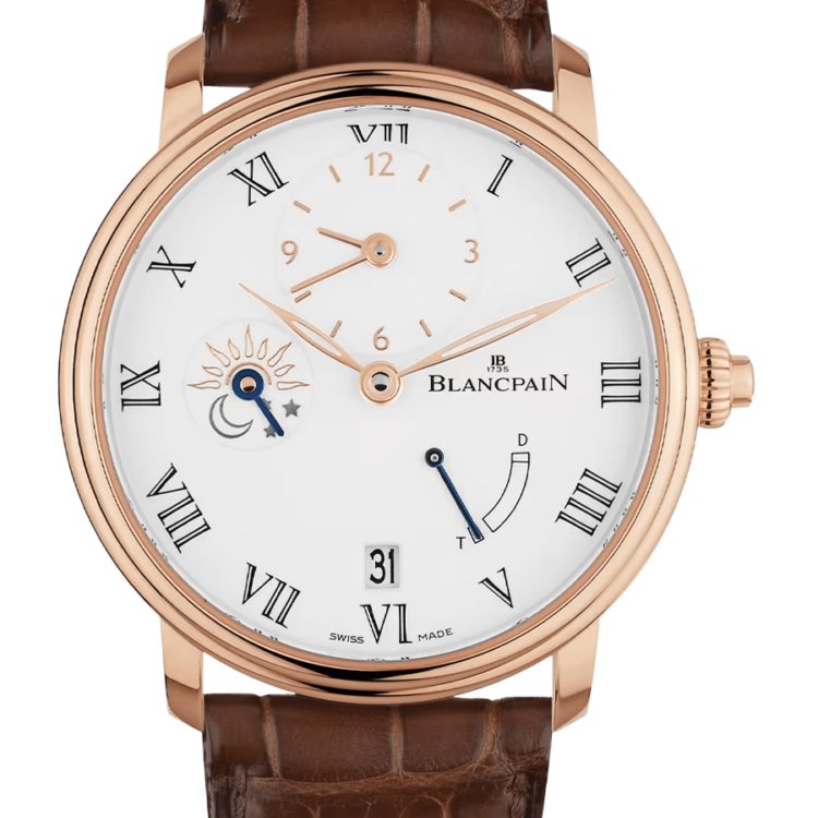 Blancpain Villeret Demi-Fuseau Horaire 8 Jours Red Gold Alligator Men's Watch - 6661 3631 55B
