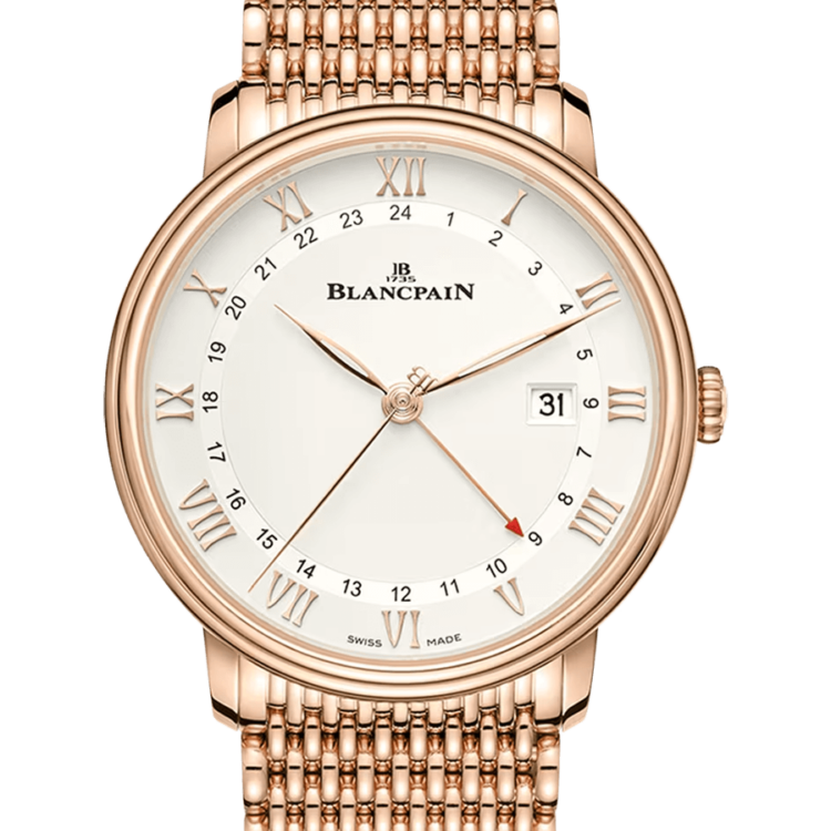 Blancpain Villeret GMT Date Red Gold Mille Mailles Men's Watch - 6662 3642 MMB