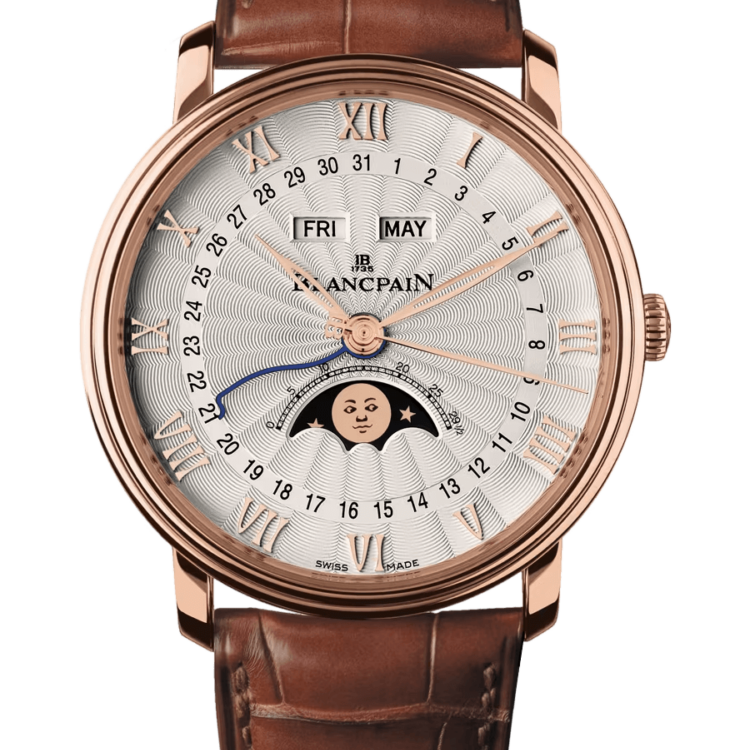 Blancpain Villeret Quantieme Complet Demi-Savonnette Red Gold Alligator Men's Watch - 6664 3642 55B