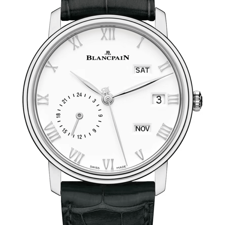 Blancpain Villeret Quantieme Annuel GMT Steel Black Alligator Men's Watch - 6670 1127 55B