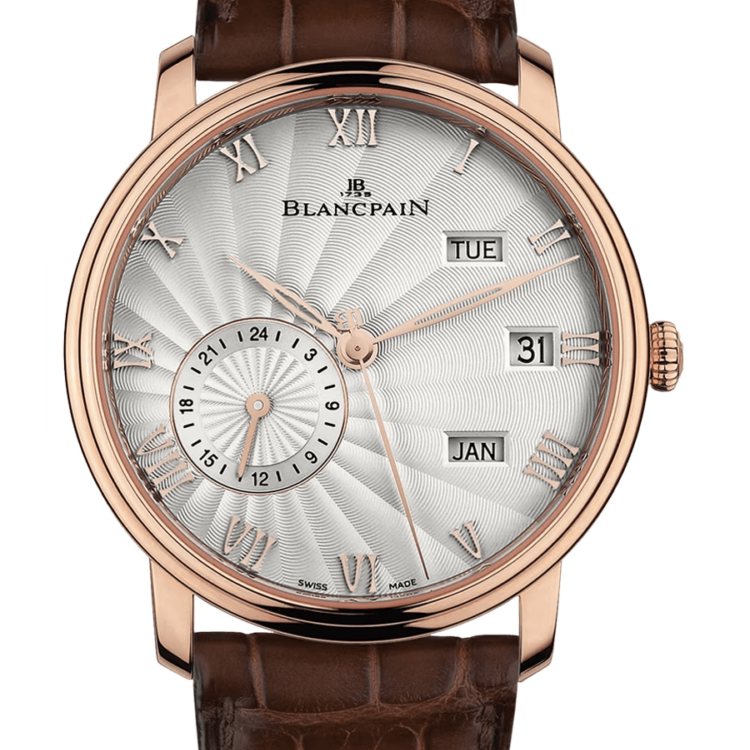 Blancpain Villeret Quantieme Annuel GMT Red Gold Brown Alligator Men's Watch - 6670 3642 55B