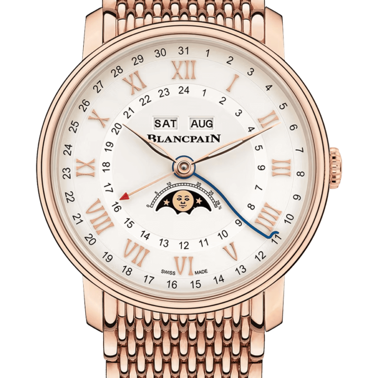 Blancpain Villeret Quantieme Complet Phases de Lune GMT Red Gold Men's Watch - 6676 3642 MMB