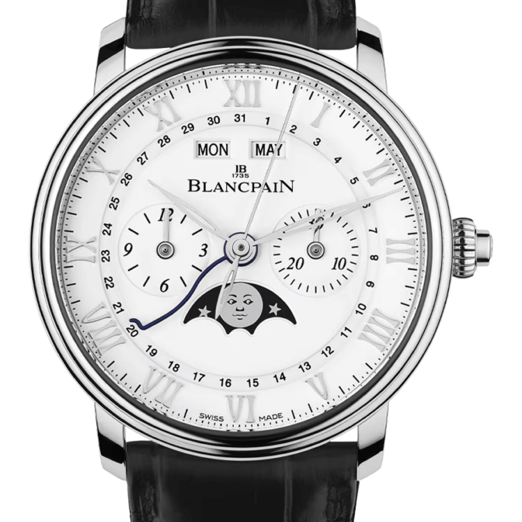 Blancpain Villeret Chronographe Monopoussoir Steel Alligator Men's Watch - 6685 1127 55B