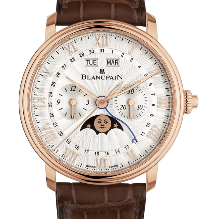 Blancpain Villeret Chronographe Monopoussoir Red Gold Alligator Men's Watch - 6685 3642 55B