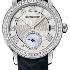 Audemars Piguet Jules Audemars 28 mm Small Seconds White Gold Silver Roman Dial & Diamond Bezel Silk Bracelet - 77228BC.ZZ.A001MR.01