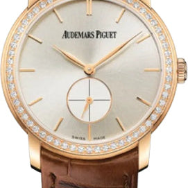 Audemars Piguet Jules Audemars Small Seconds 33mm Silver Index Diamond Bezel Rose Gold Leather | 77239OR.ZZ.A088CR.01
