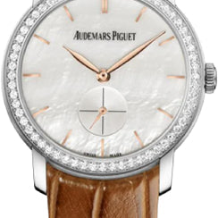 Audemars Piguet Jules Audemars Small Seconds 33mm White Mother of Pearl Index Diamond Bezel White Gold Leather | 77240BC.ZZ.A808CR.01