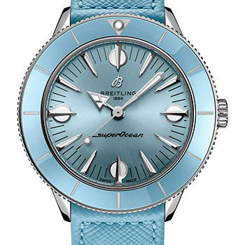 Breitling Superocean Heritage ’57 Pastel Paradise Watch - Stainless Steel - Aquamarine Dial - Aquamarine Calfskin Leather Strap - Folding Buckle - A10340161C1X1