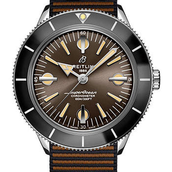 Breitling Superocean Heritage '57 Outerknown Watch - Stainless Steel - Bronze Dial - Brown Econyl® Yarn Strap - Tang Buckle - A103703A1Q1W1