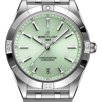 Breitling Chronomat Automatic 36 Watch - Stainless Steel - Mint Green Dial - Metal Bracelet - A10380101L1A1