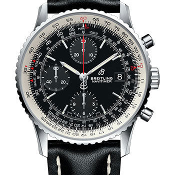 Breitling Navitimer 1 Chronograph 41 Watch - Steel Case - Black Dial - Black Leather Strap - A13324121B1X1