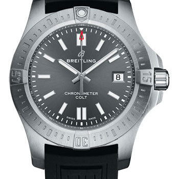Breitling Colt 41 Automatic Watch - Steel - Tempest Gray Dial - Black Diver Pro III Strap - Folding Buckle - A17313101F1S1