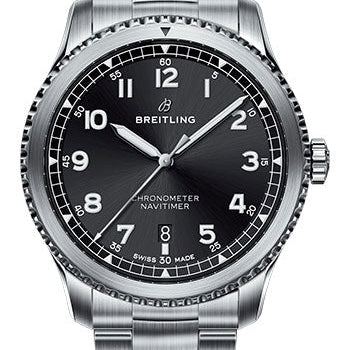 Breitling Aviator 8 Automatic 41 Watch - Steel Case - Black Dial - Steel and Satin Professional III Bracelet - A17314101B1A1