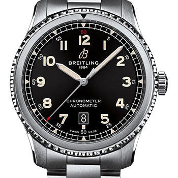 Breitling Aviator 8 Automatic 41 Watch - Stainless Steel - Black Dial - Metal Bracelet - A17315101B1A1