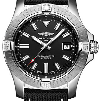 Breitling Avenger Automatic 43 Watch - Stainless Steel - Black Dial - Anthracite Calfskin Leather Strap - Tang Buckle - A17318101B1X1