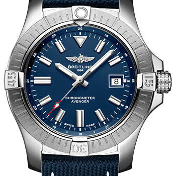 Breitling Avenger Automatic 43 Watch - Stainless Steel - Blue Dial - Blue Calfskin Leather Strap - Tang Buckle - A17318101C1X1