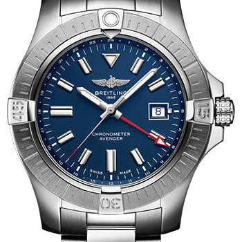 Breitling Avenger Automatic GMT 45 Watch - Stainless Steel - Blue Dial - Metal Bracelet - A32395101C1A1