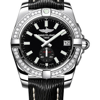Breitling Galactic 36 Automatic Watch - Stainless Steel - Black Dial - Black Calfskin Leather Strap - Tang Buckle - A37330531B1X1