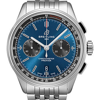 Breitling Premier B01 Chronograph Watch - 42mm Steel Case - Blue Dial - Steel Bracelet - AB0118A61C1A1