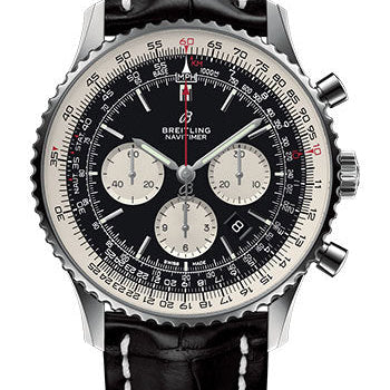 Breitling Navitimer 1 B01 Chronograph 46 Watch - Steel Case - Black Dial - Black Croco Strap - AB0127211B1P1