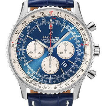 Breitling Navitimer B01 Chronograph 46 Watch - Steel - Aurora Blue Dial - Blue Croco Strap - Folding Buckle - AB0127211C1P2