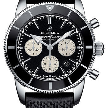 Breitling Superocean Heritage II B01 Chronograph 44 Watch - Steel Case - Black Dial - Black Rubber Aero Classic Strap - AB0162121B1S1