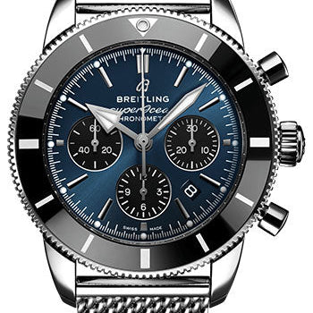Breitling Superocean Heritage B01 Chronograph 44 Watch - Steel - Blackeye Blue Dial - Steel Bracelet - AB0162121C1A1