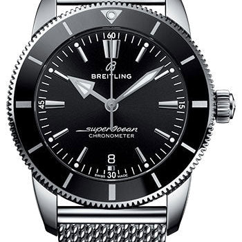 Breitling Superocean Heritage II B20 Automatic 44 Watch - Steel Case - Black Dial - Steel Aero Classic Bracelet - AB2030121B1A1