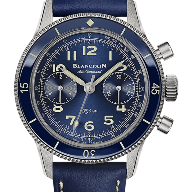 Blancpain Air Command Titanium Blue Calfskin Unisex Watch - AC03 12B40 63B