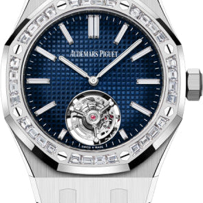 Audemars Piguet Royal Oak Flying Tourbillon Extra Thin White Gold Baguette RD#3 Diamond Blue Dial & Bezel 26660BC.ZZ.1356BC.01