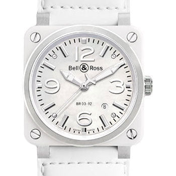 Bell & Ross BR 03-92 White Ceramic Calfskin Watch