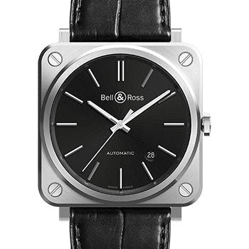 Bell & Ross BR S-92 Black Steel Watch - Alligator Strap
