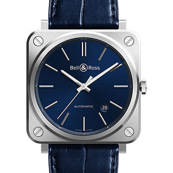 Bell & Ross BR S-92 Blue Steel Watch - Leather Strap