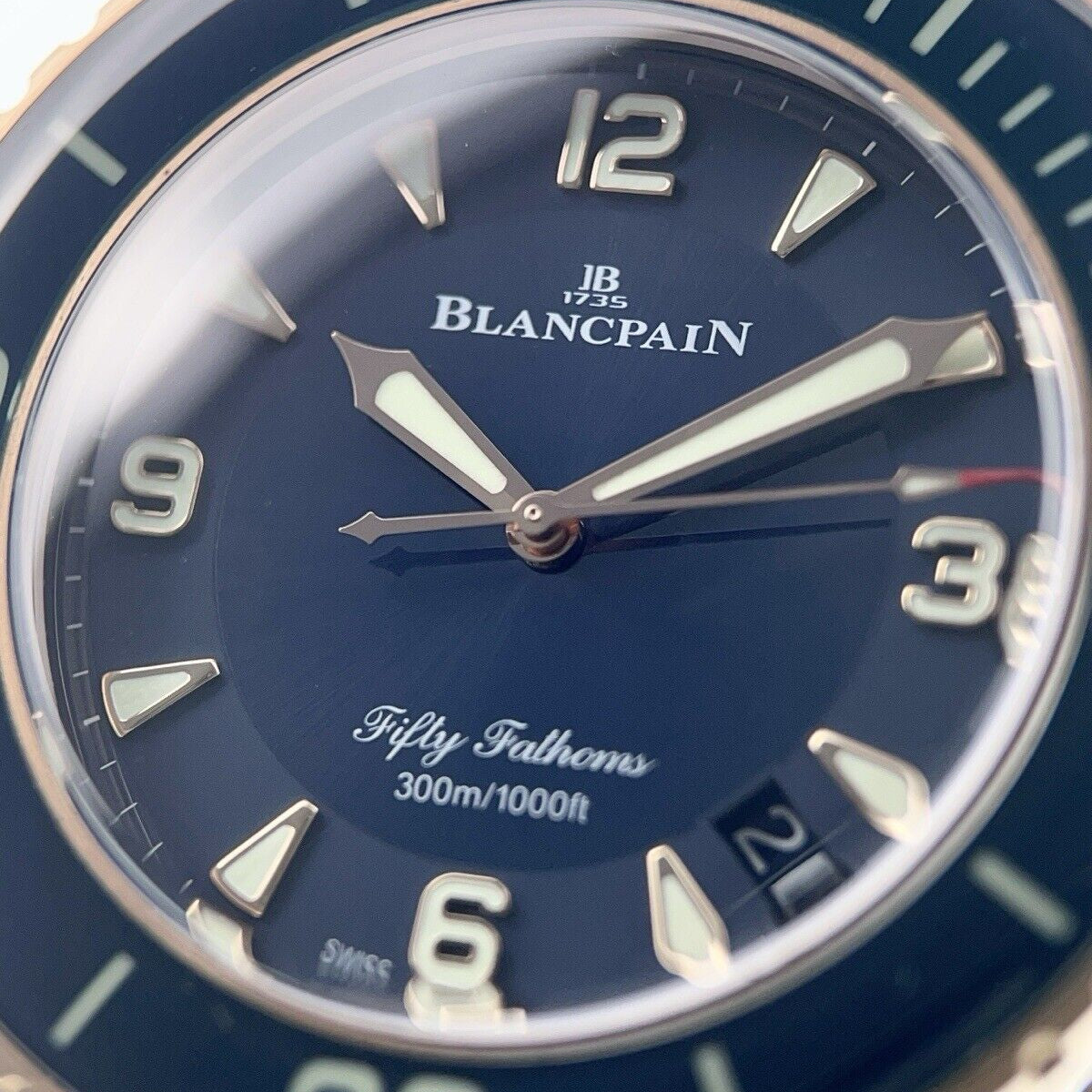Fifty Fathoms 5015A-3630-63B Rose Gold Blue Blancpain Watch | Birmingham Luxury Watches