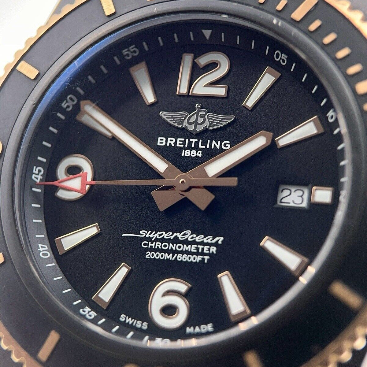Breitling Superocean 46 Black Steel 18k Rose Gold U17368 | Birmingham Luxury Watches Michigan