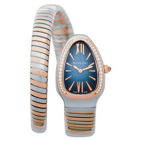 Bvlgari Serpenti Quartz Blue Dial Diamond Bezel Ladies Watch