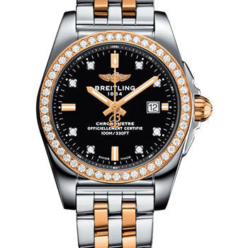 Breitling Galactic 29 Sleek Watch - Steel & rose Gold, gem-set bezel - Trophy Black Diamond Dial - Two-Tone Bracelet - C72348531B1C1