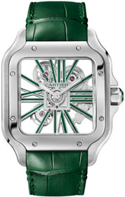 Cartier Santos De Cartier Skeleton Large Manual Steel Interchangeable Metal And Leather Bracelets - WHSA0028