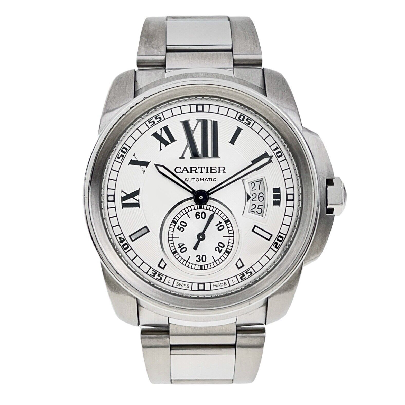 Cartier Calibre De Cartier 42mm Stainless Steel White Dial 3389 Watch