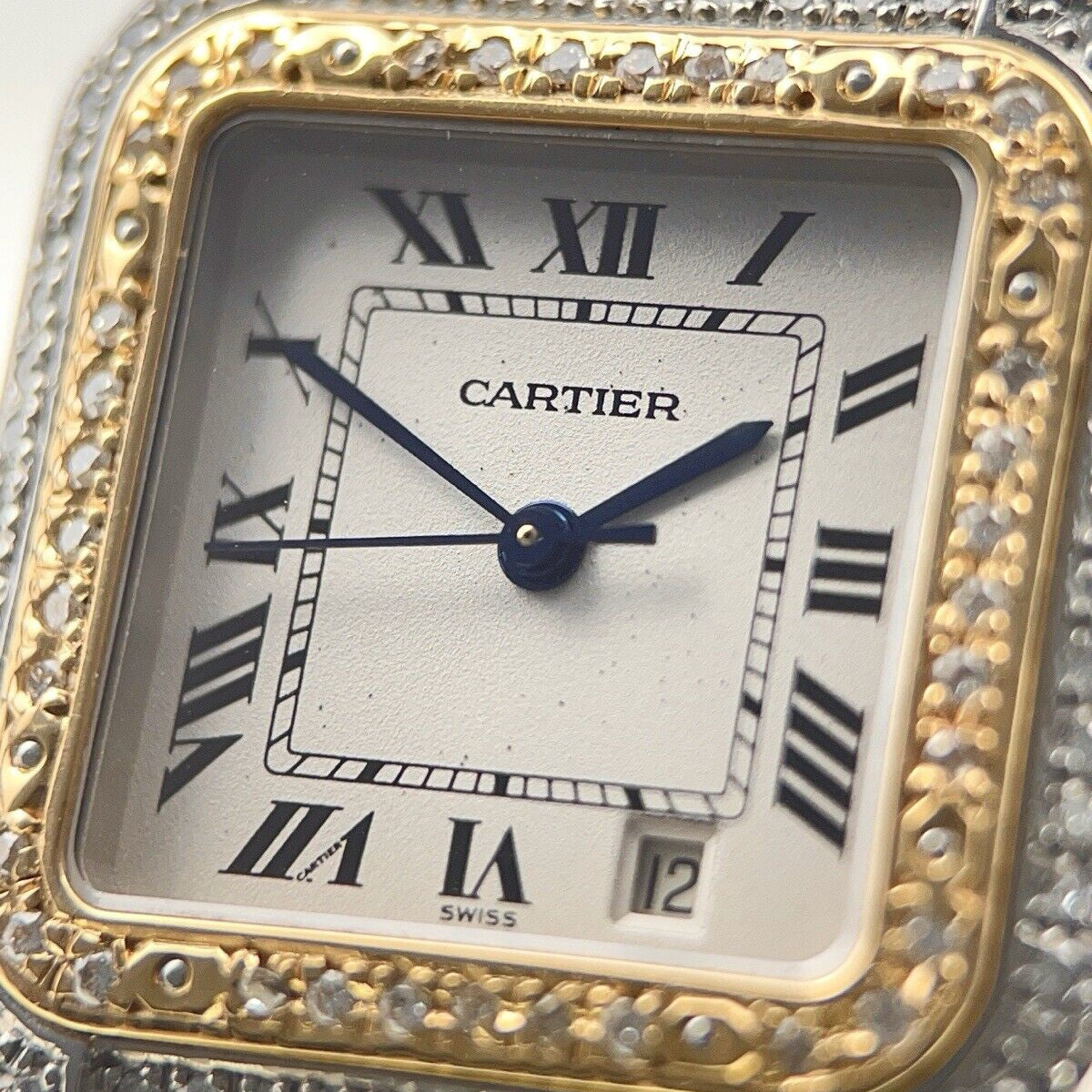 Cartier Panthere Yellow Gold and Stainless Steel Diamond Bezel 1100