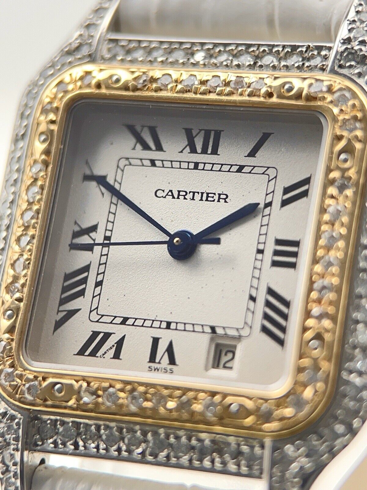 Cartier Panthere Yellow Gold and Stainless Steel Diamond Bezel 1100
