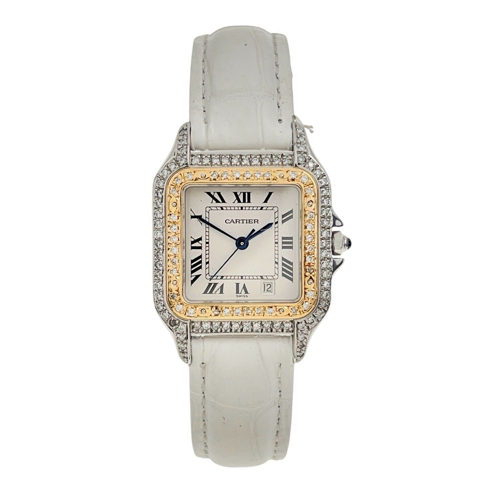 Cartier Panthere Yellow Gold and Stainless Steel Diamond Bezel 1100