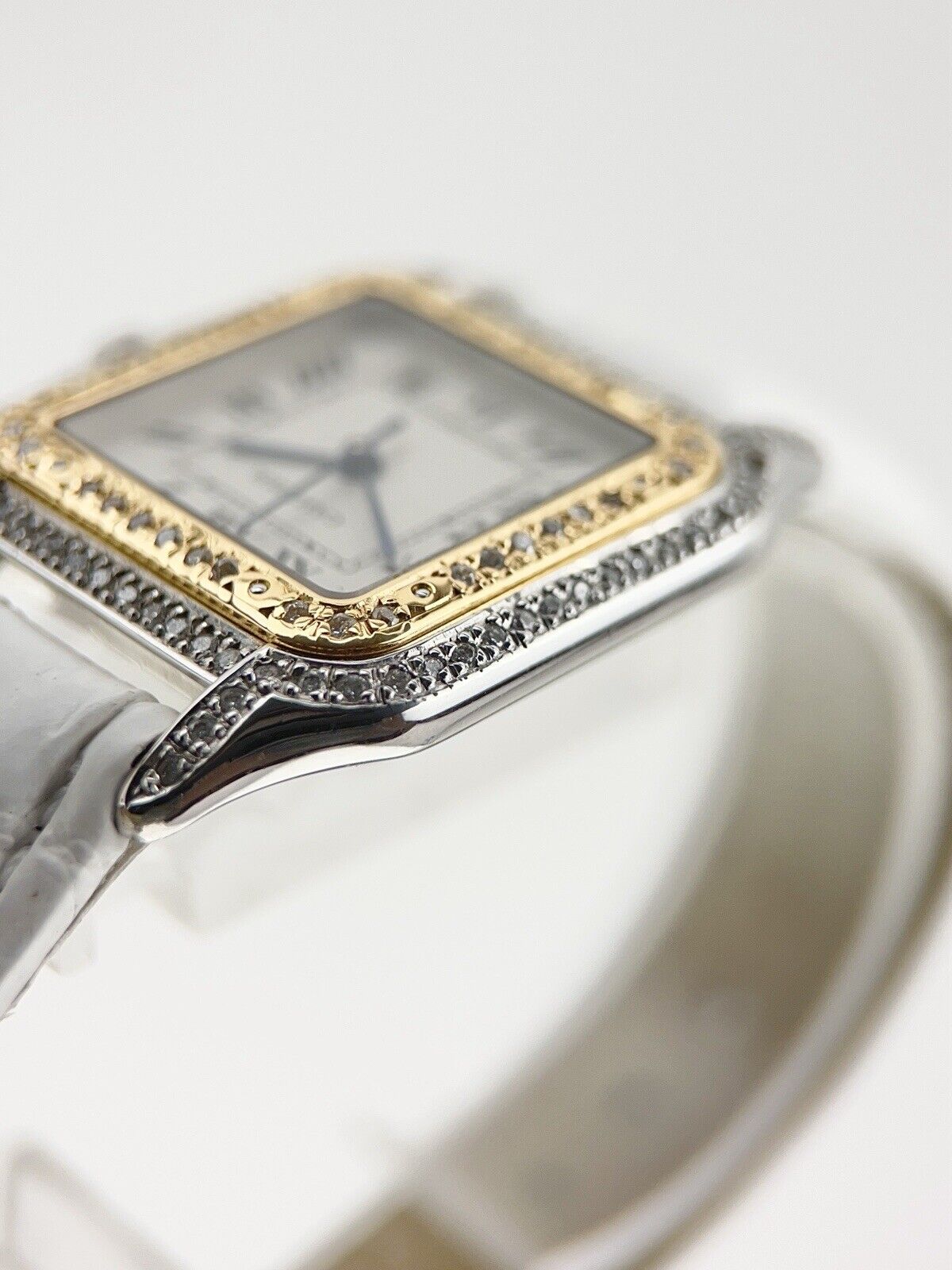 Cartier Panthere Yellow Gold and Stainless Steel Diamond Bezel 1100