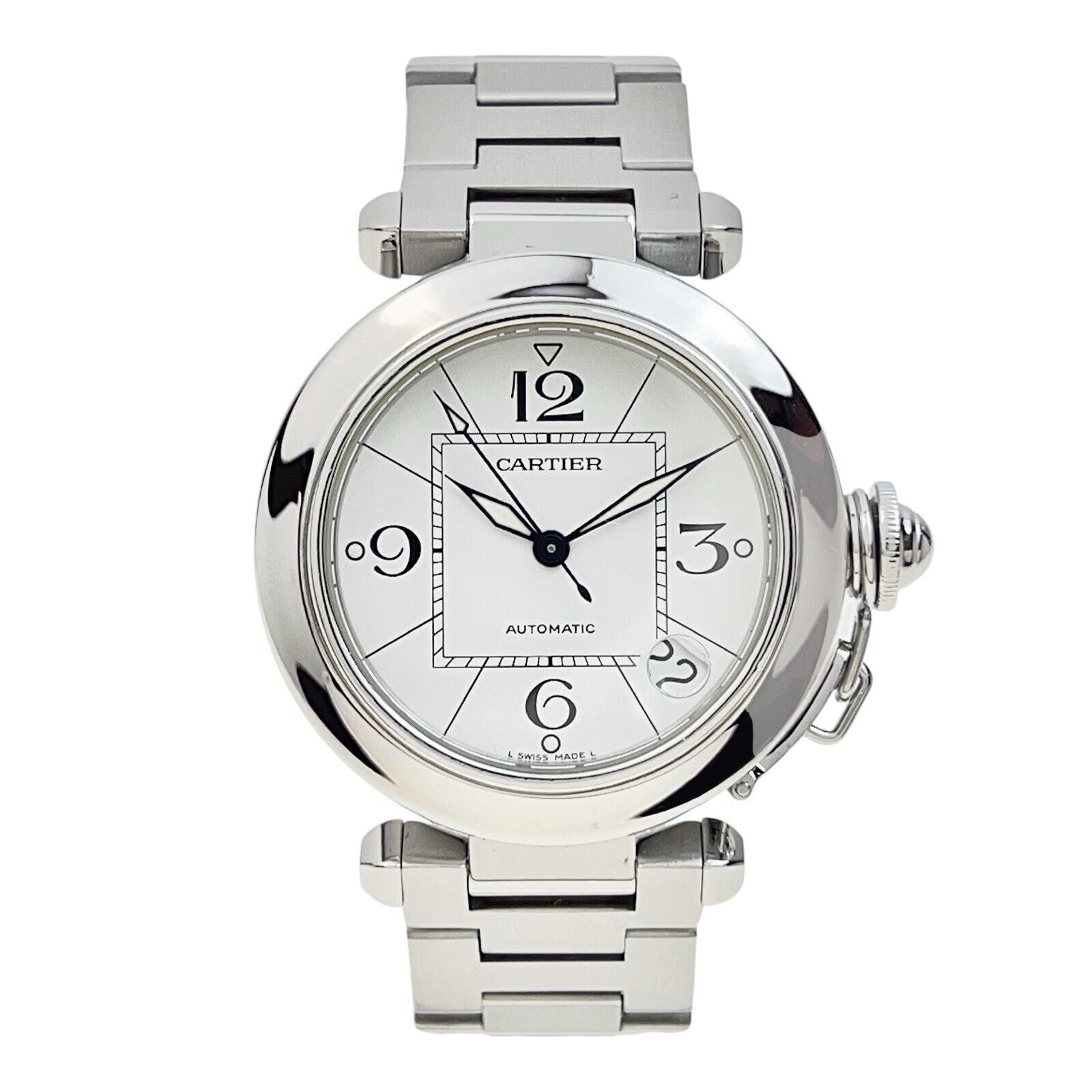 Cartier Pasha C Stainless Steel 35mm Automatic W31074M7 White Dial Watch