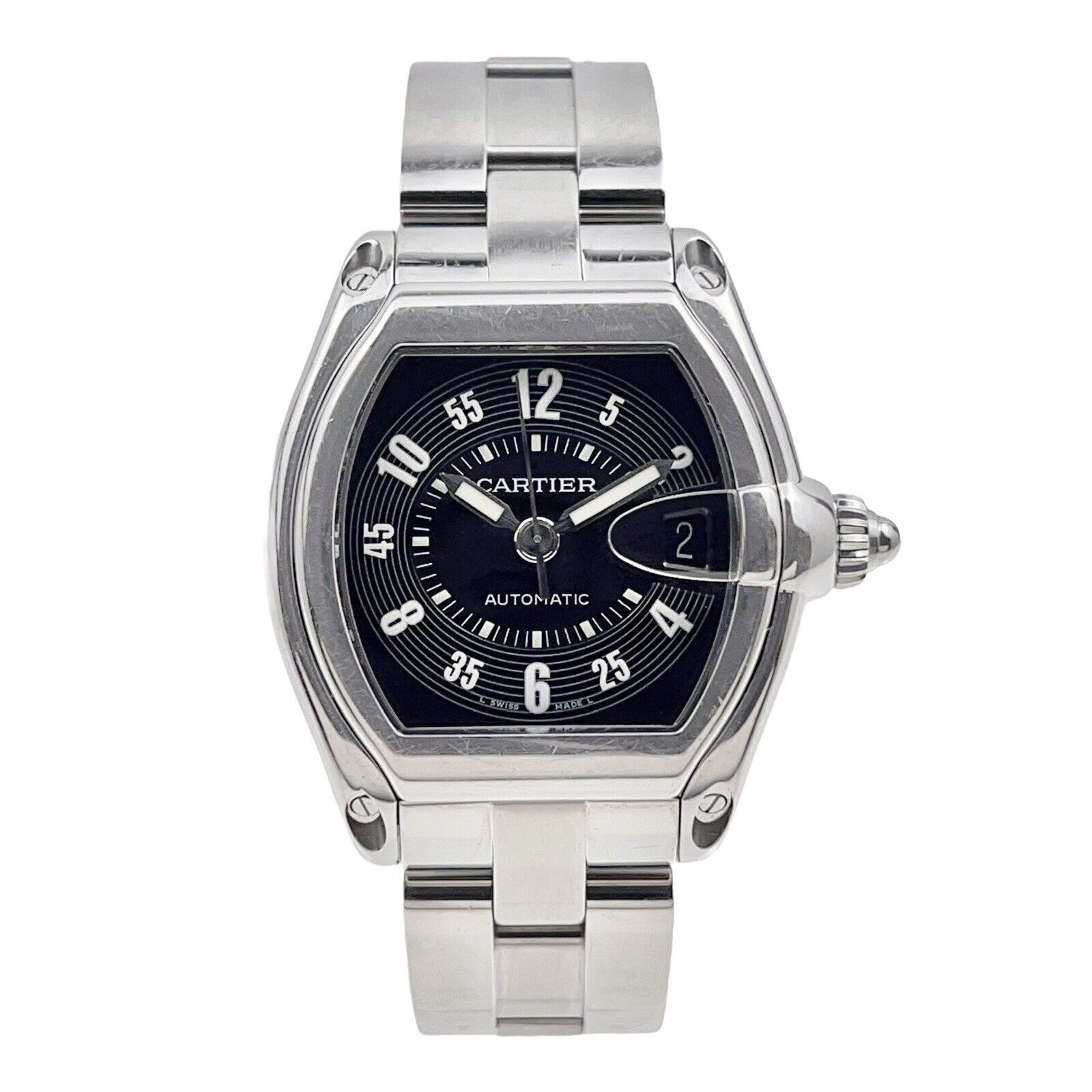 Cartier Roadster 39mm Stainless Steel Automatic 2510 Men's Black Dial Watch