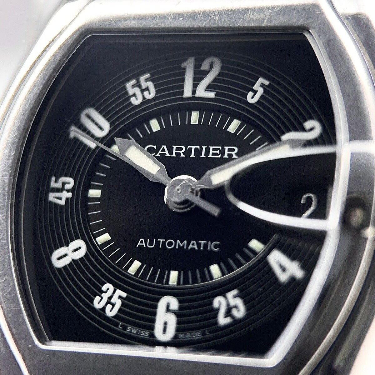 Cartier Roadster 39mm Stainless Steel Automatic 2510 Men's Black Dial Watch