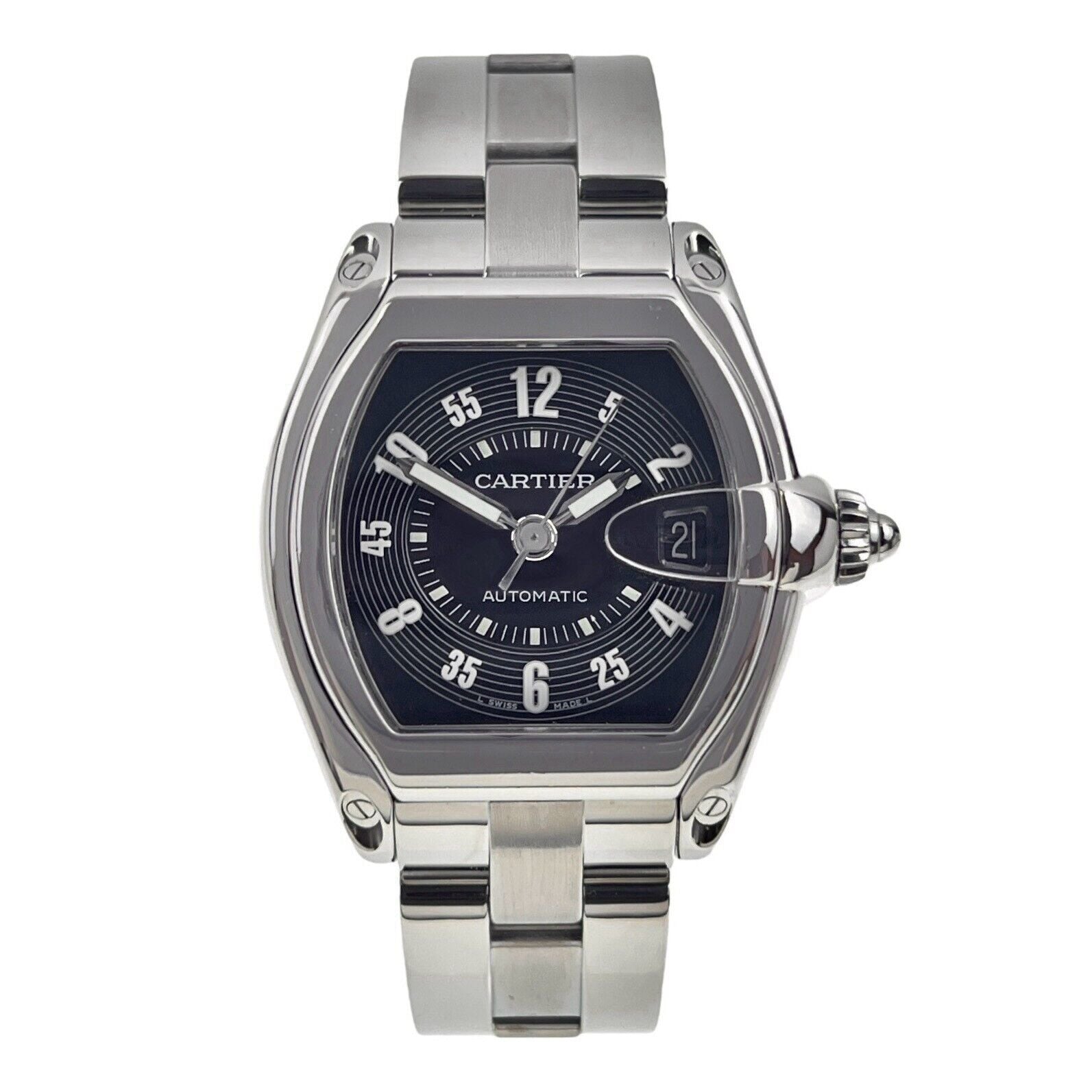 Cartier Roadster Date Stainless Steel 37mm Automatic Black Dial 2510 Watch