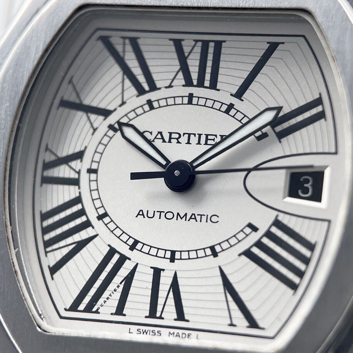 Cartier Roadster Stainless Steel Automatic Mens Silver Dial 3312